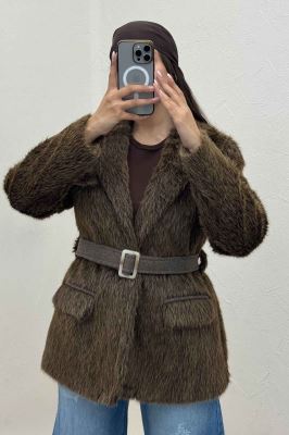 پالتو خز آستردار کمربنددار