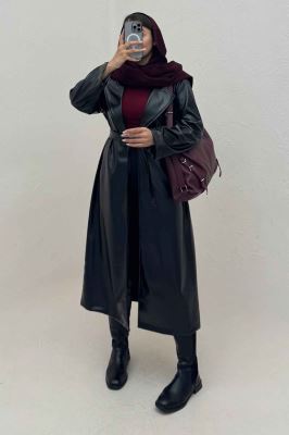 پالتو بلند چرم کد 1152