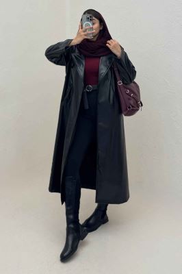 پالتو بلند چرم کد 1152