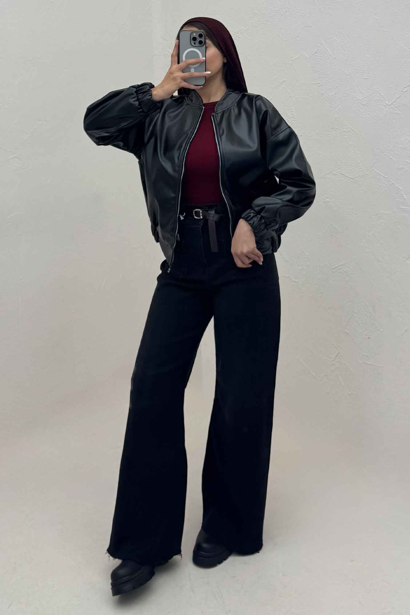 بامبر جکت چرم جیب فیلتو کد 1141