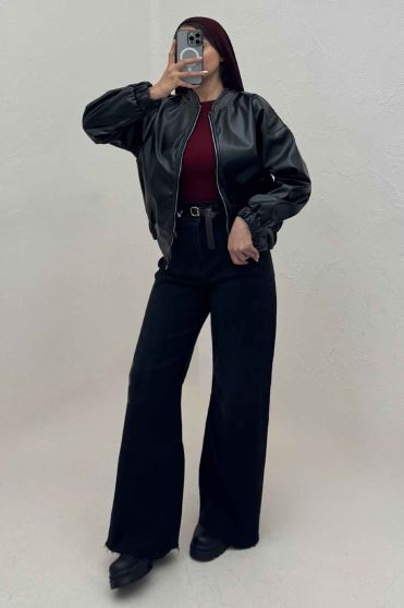 بامبر جکت چرم جیب فیلتو کد 1141