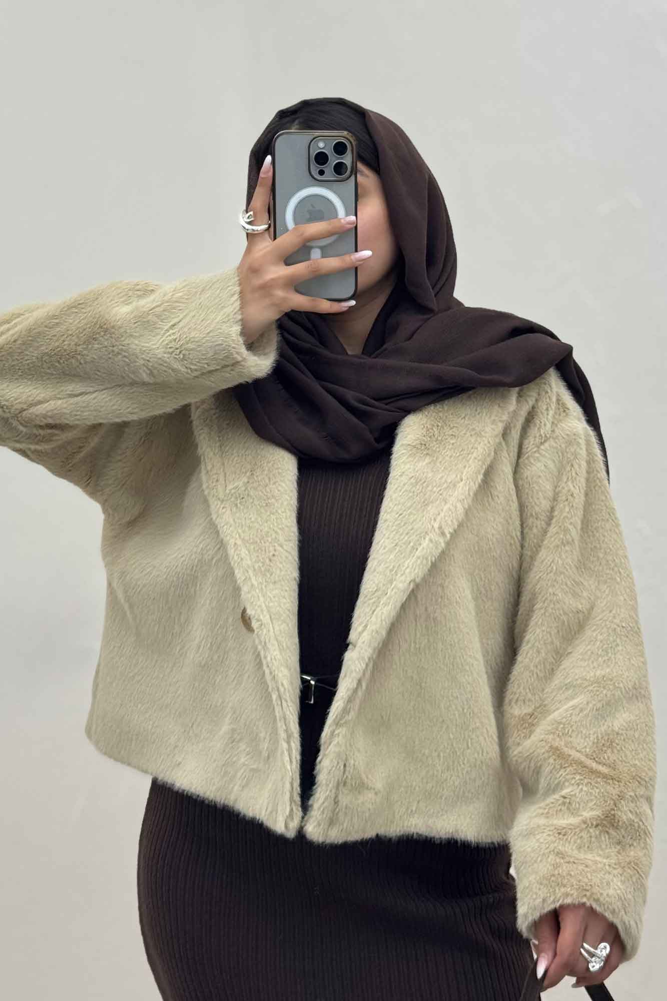 کت پوست آستردار تک دکمه