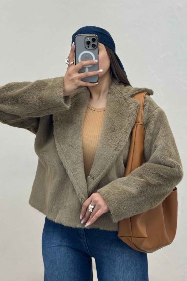 کت پوست آستردار تک دکمه