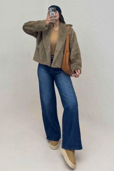 کت پوست آستردار تک دکمه