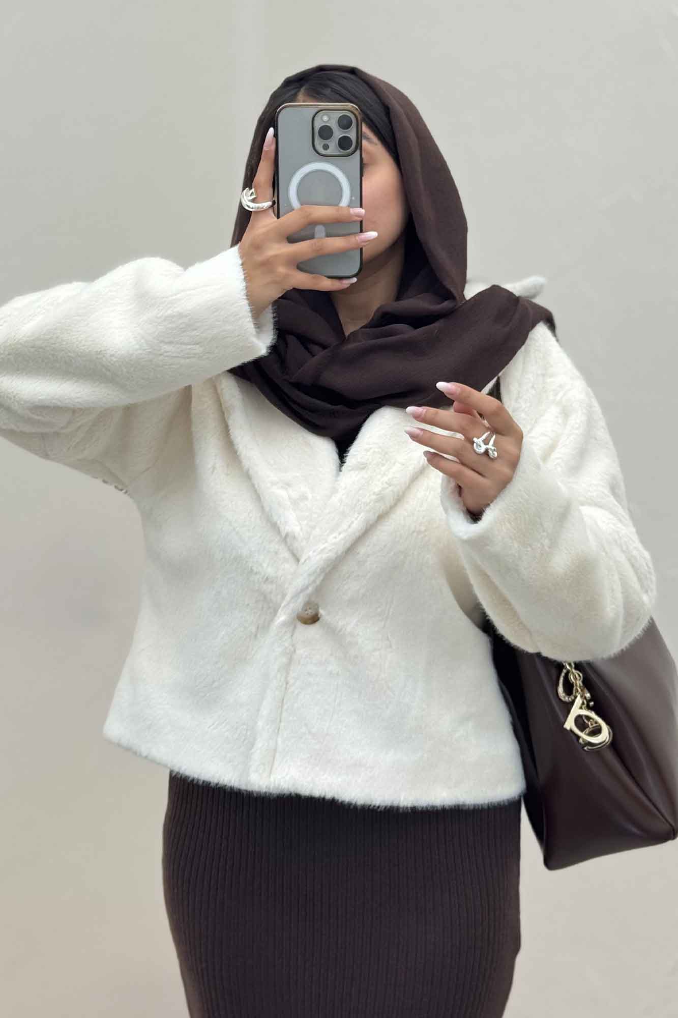 کت پوست آستردار تک دکمه