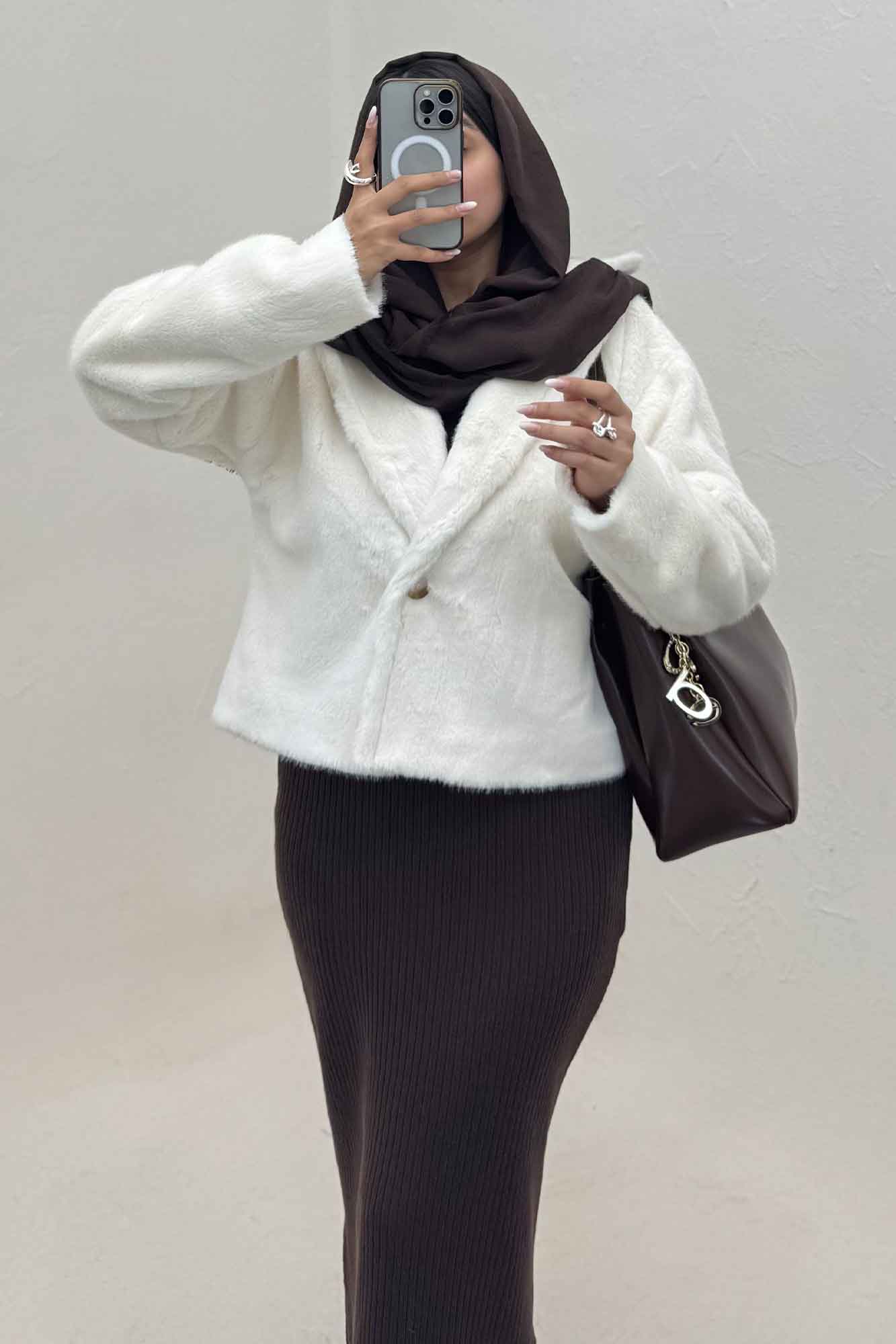 کت پوست آستردار تک دکمه