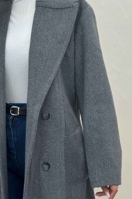 پالتو بلند موهر آستردار یقه دو تیکه