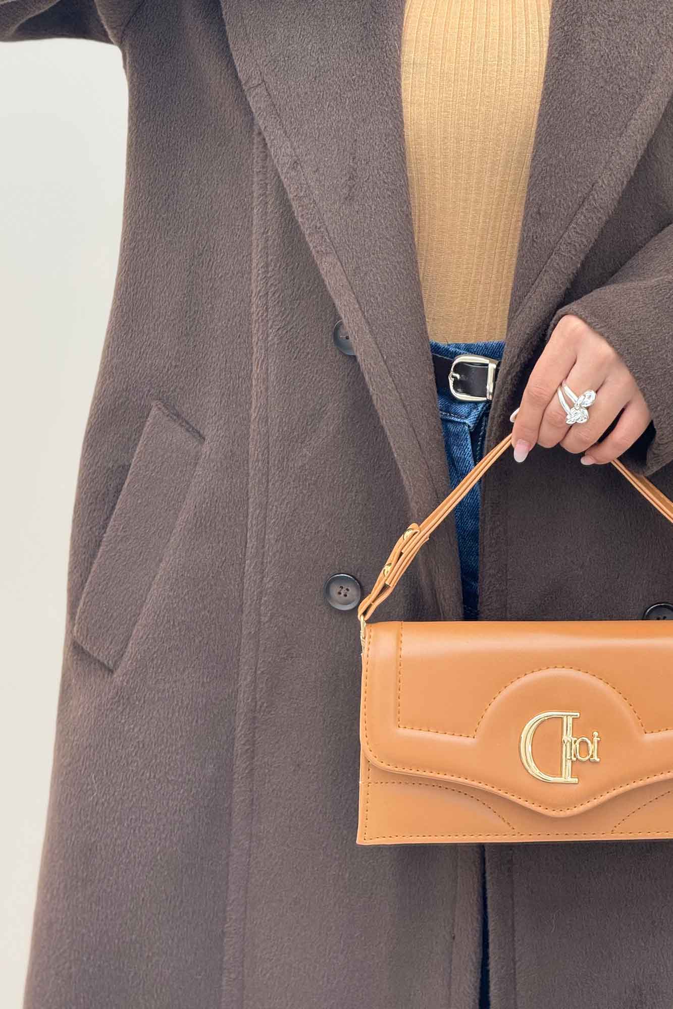 پالتو بلند موهر آستردار یقه دو تیکه