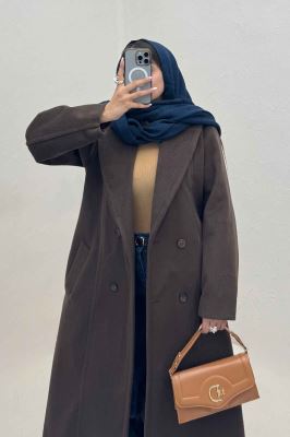 پالتو بلند موهر آستردار یقه دو تیکه