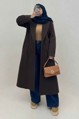 پالتو بلند موهر آستردار یقه دو تیکه