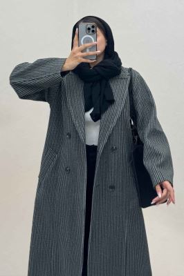 پالتو بلند فوتر زنجیری آستردار یقه دو تیکه