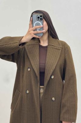 پالتو بلند فوتر زنجیری آستردار یقه دو تیکه