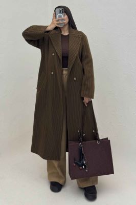 پالتو بلند فوتر زنجیری آستردار یقه دو تیکه