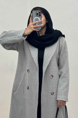 پالتو بلند فوتر زنجیری آستردار یقه دو تیکه