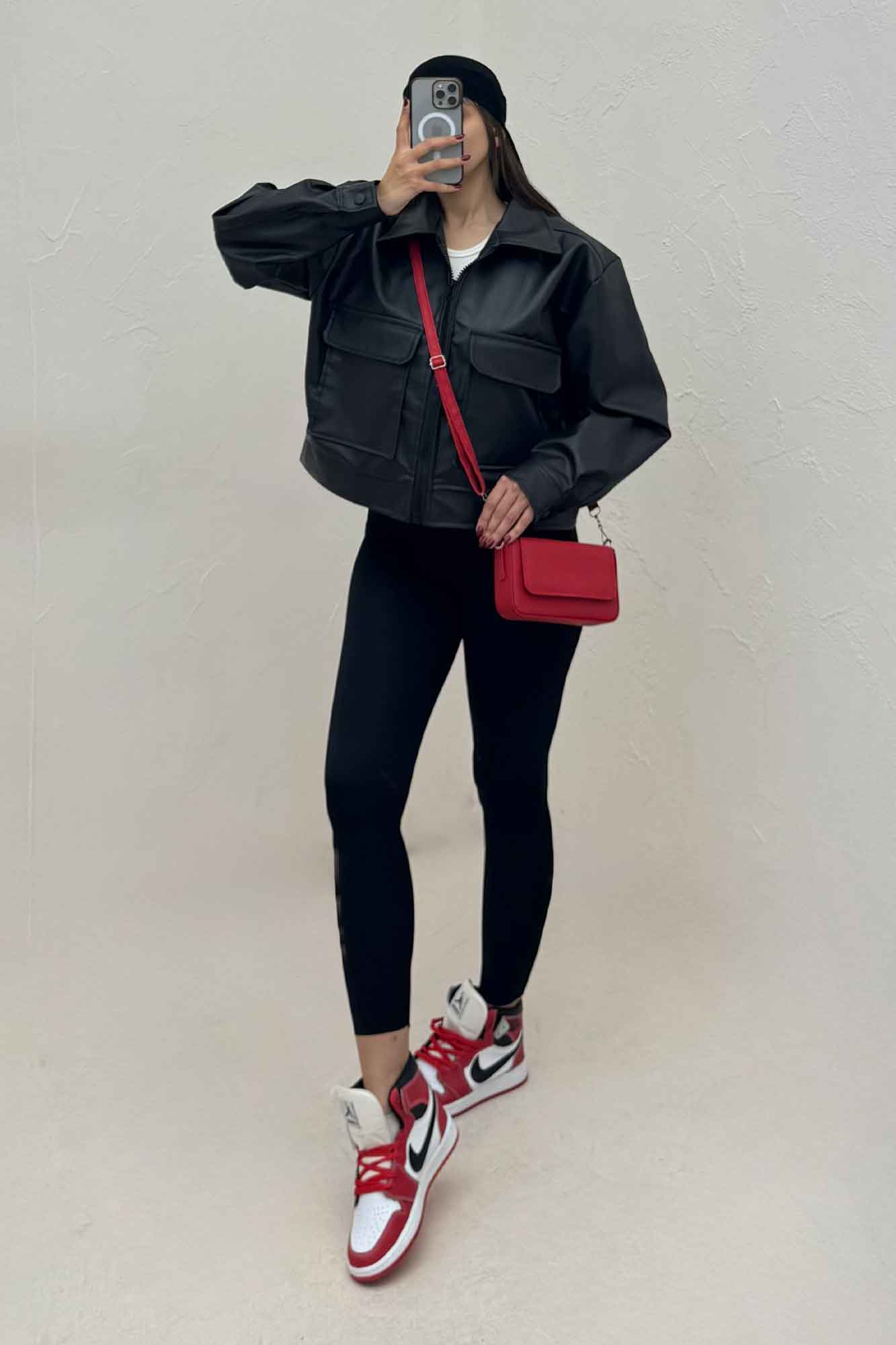 کت چرم آستردار دو جیب پاکتی کد 466