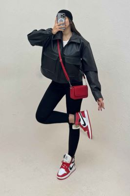 کت چرم آستردار دو جیب پاکتی کد 466