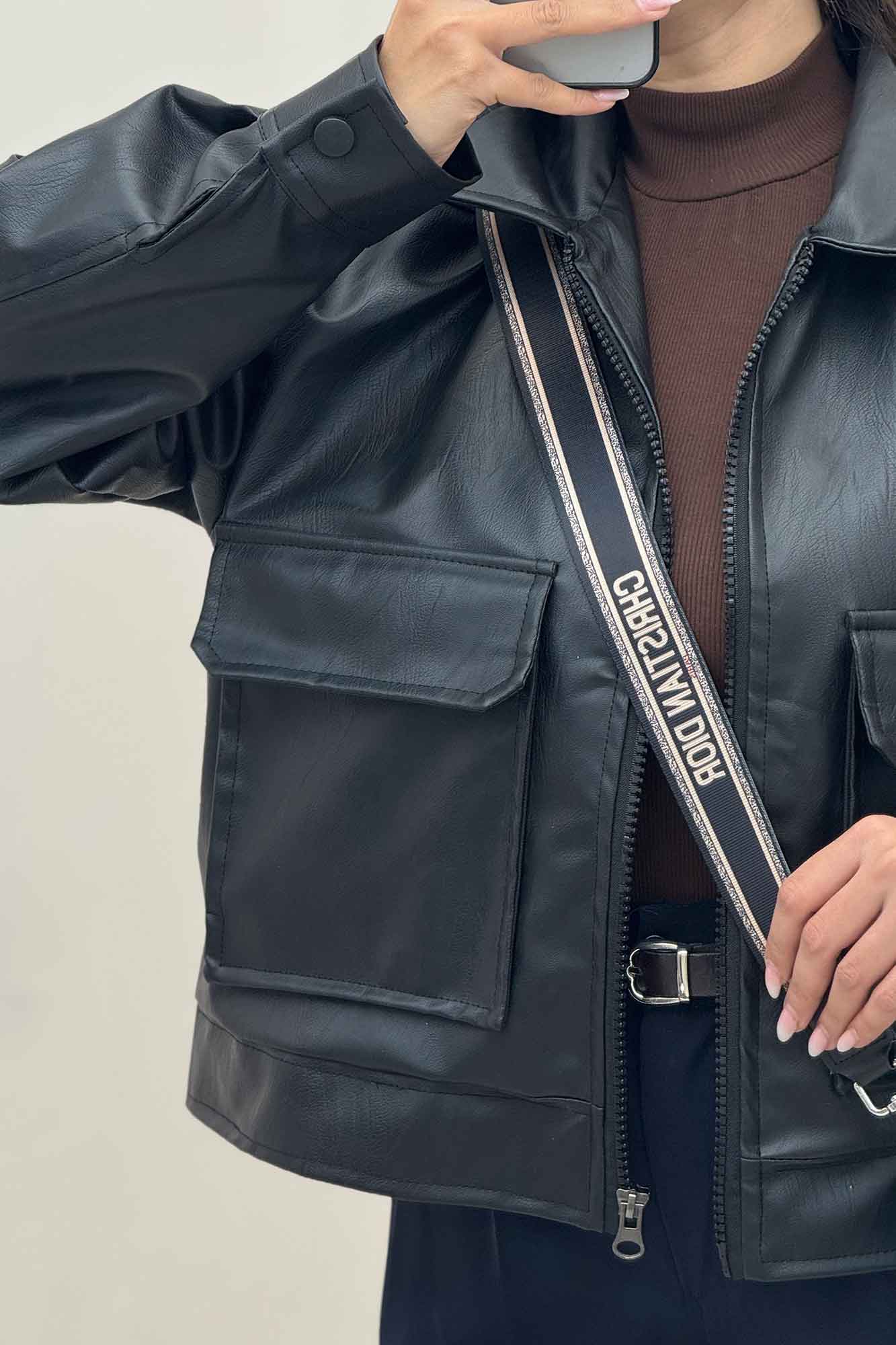 کت چرم آستردار دو جیب پاکتی کد 466