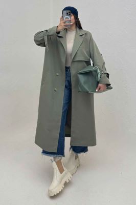 بارانی بلند چهار دکمه پارچه TC