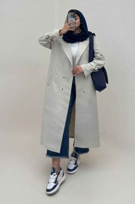 بارانی بلند چهار دکمه پارچه TC