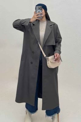 بارانی بلند چهار دکمه پارچه TC