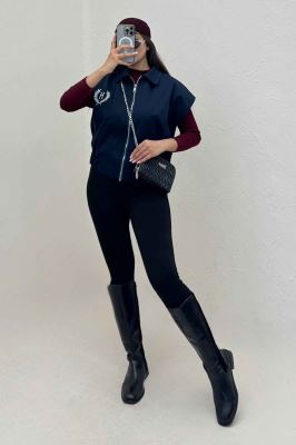 وست کتان کاپرا آستردار گلدوزی H