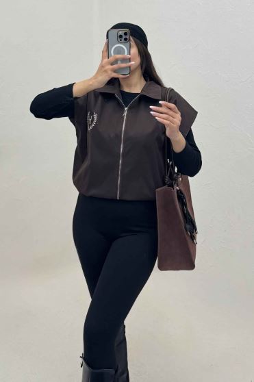 وست کتان کاپرا آستردار گلدوزی H