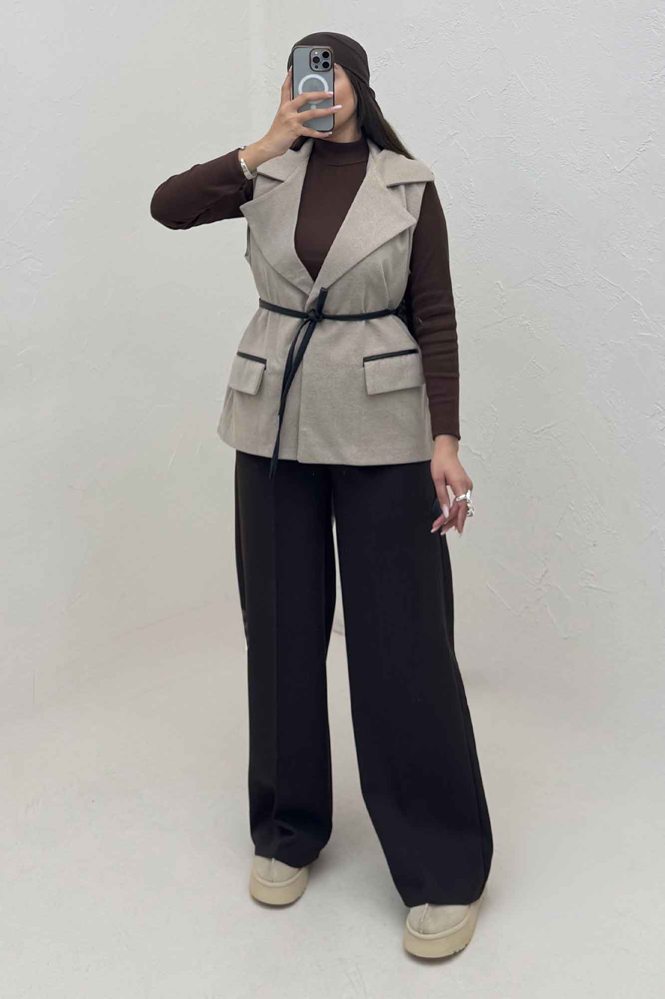 وست لامرجناقی آستردار تیکه چرم 