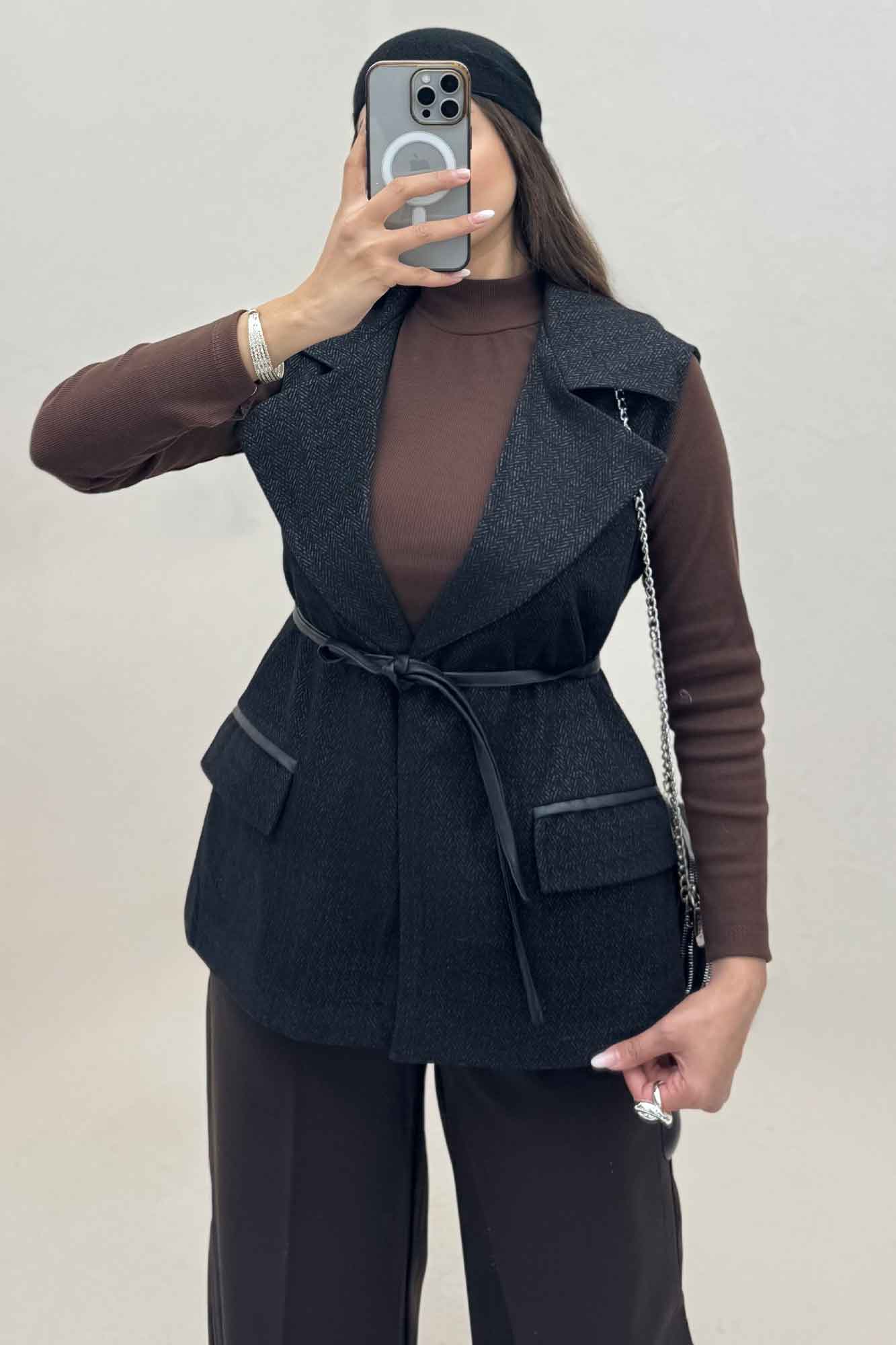 وست لامرجناقی آستردار تیکه چرم 