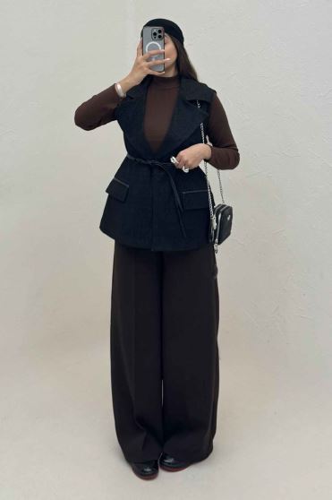 وست لامرجناقی آستردار تیکه چرم 