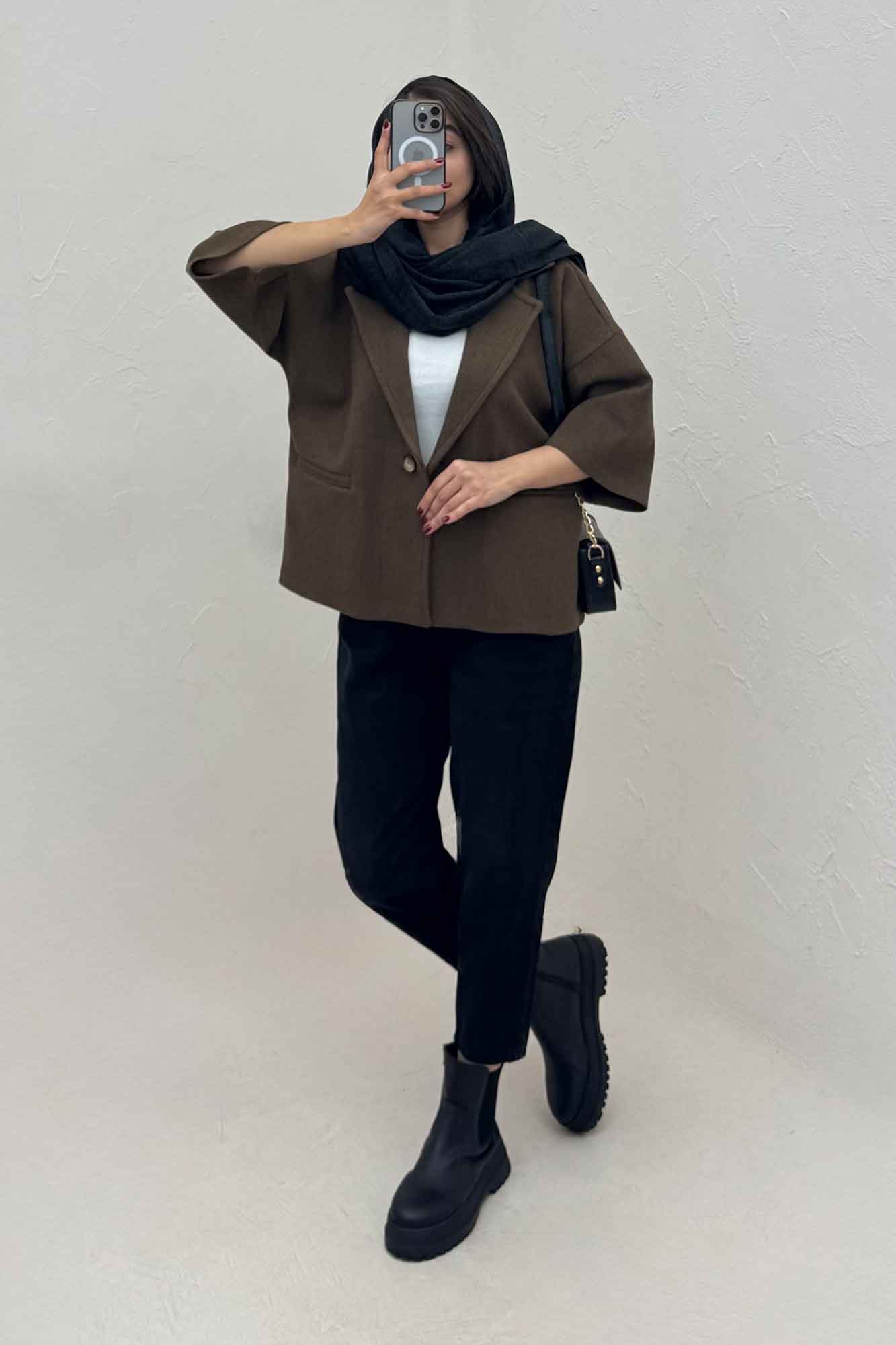 کت آستین سه رب فوتر دو دکمه