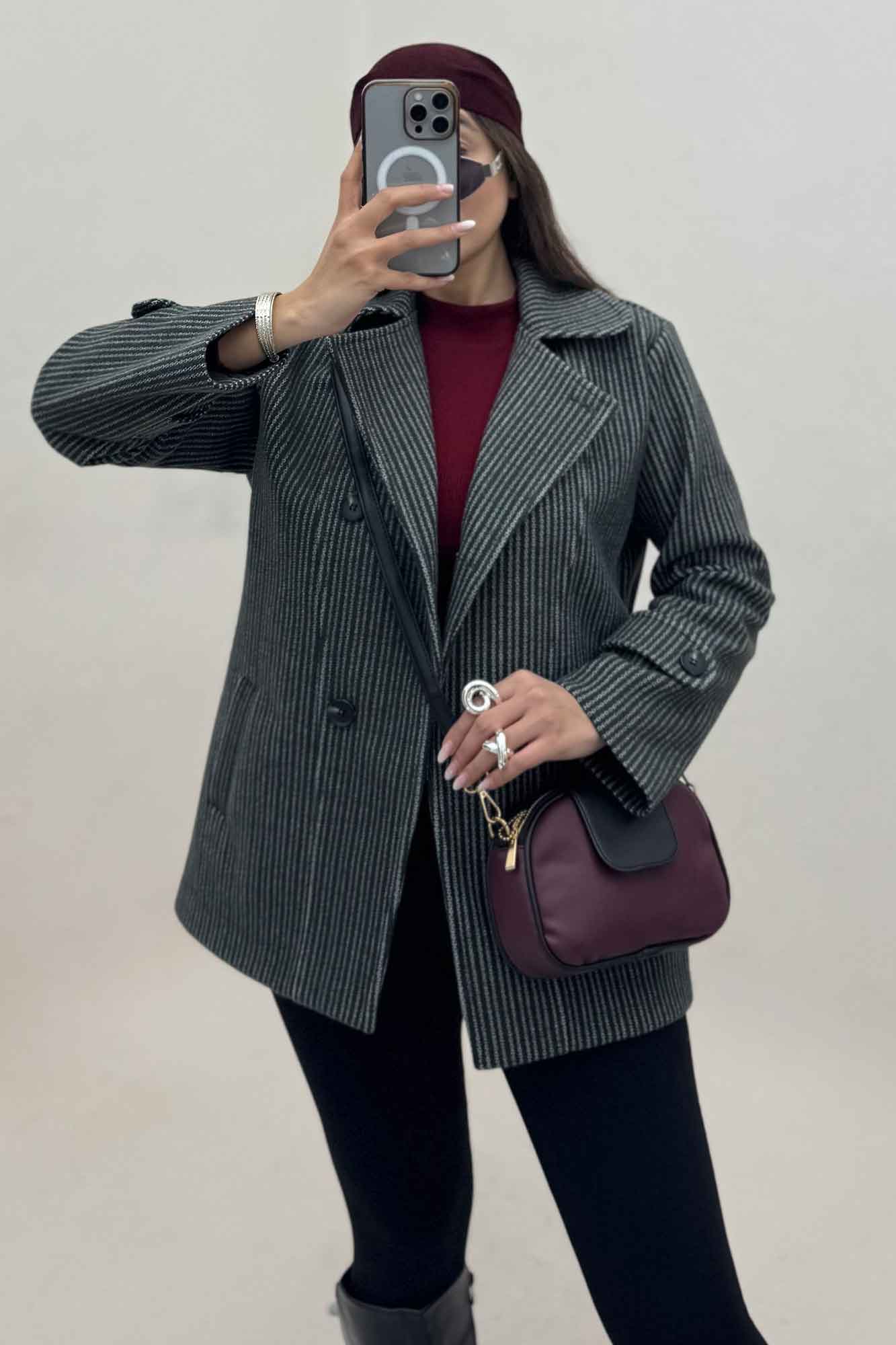 پالتو فوتر زنجیری آستردار یقه متحرک