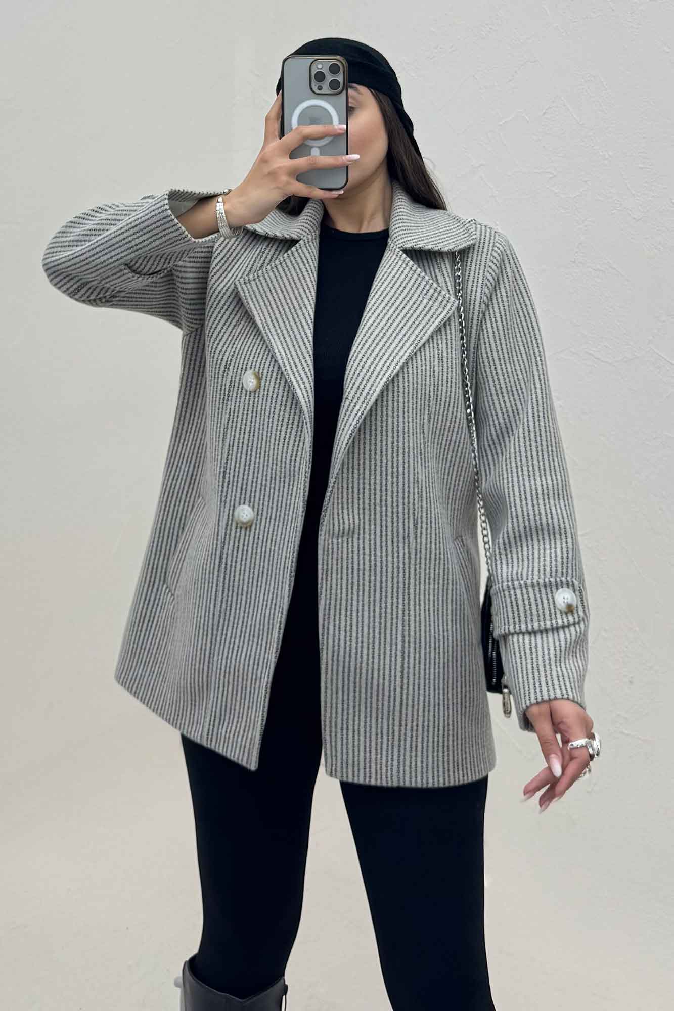 پالتو فوتر زنجیری آستردار یقه متحرک