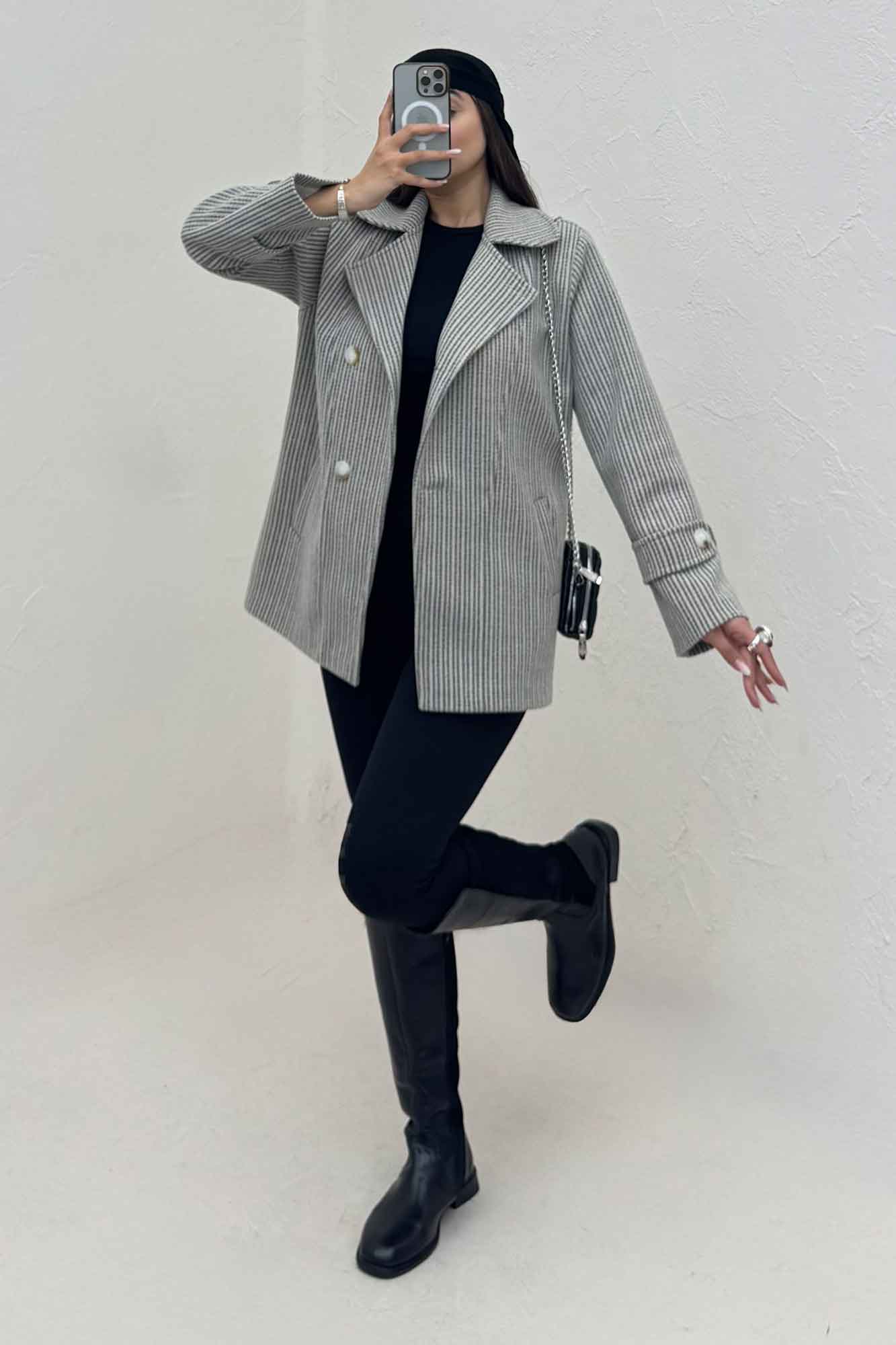 پالتو فوتر زنجیری آستردار یقه متحرک