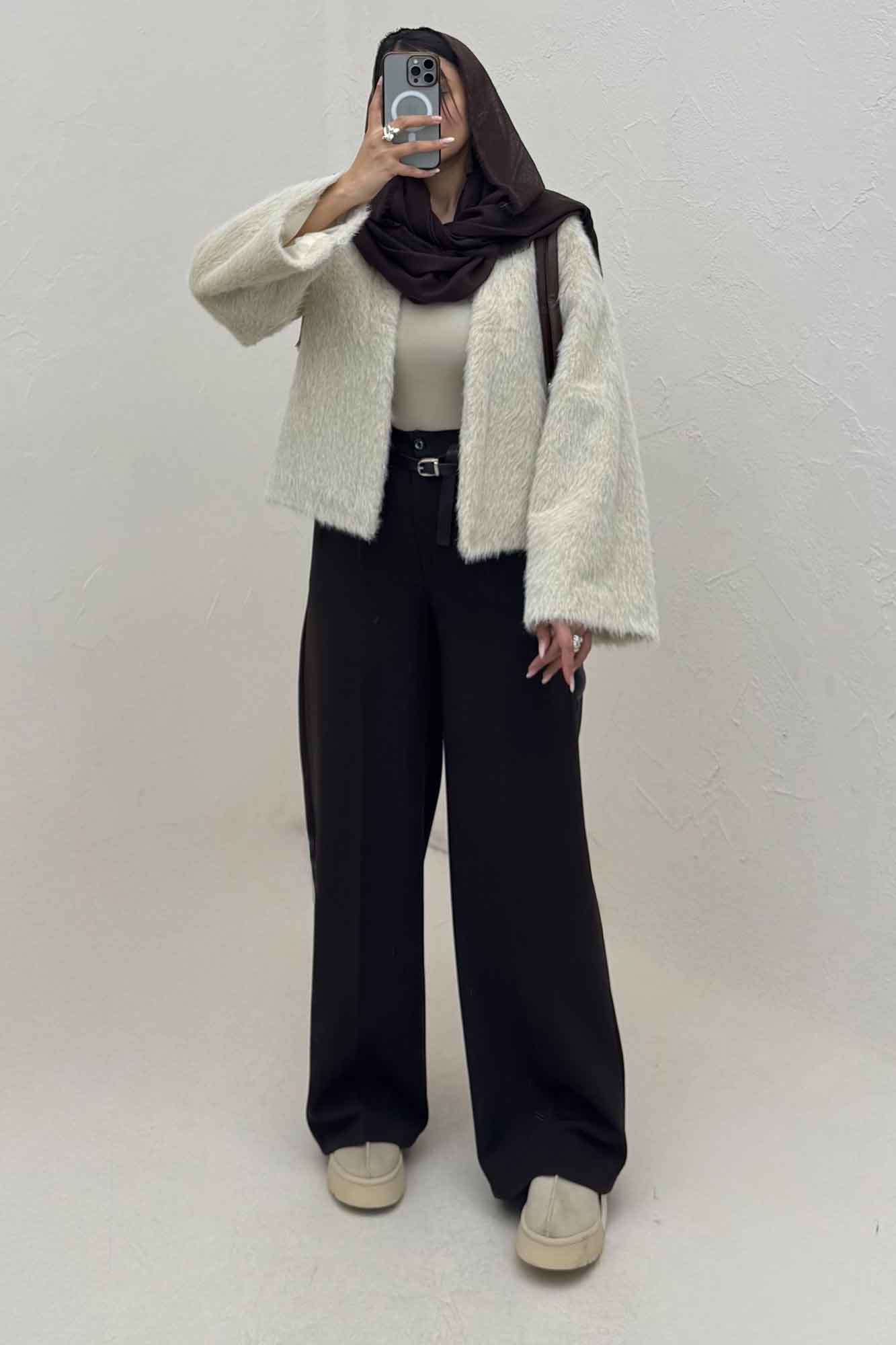 کت خز شاین دار آستردار