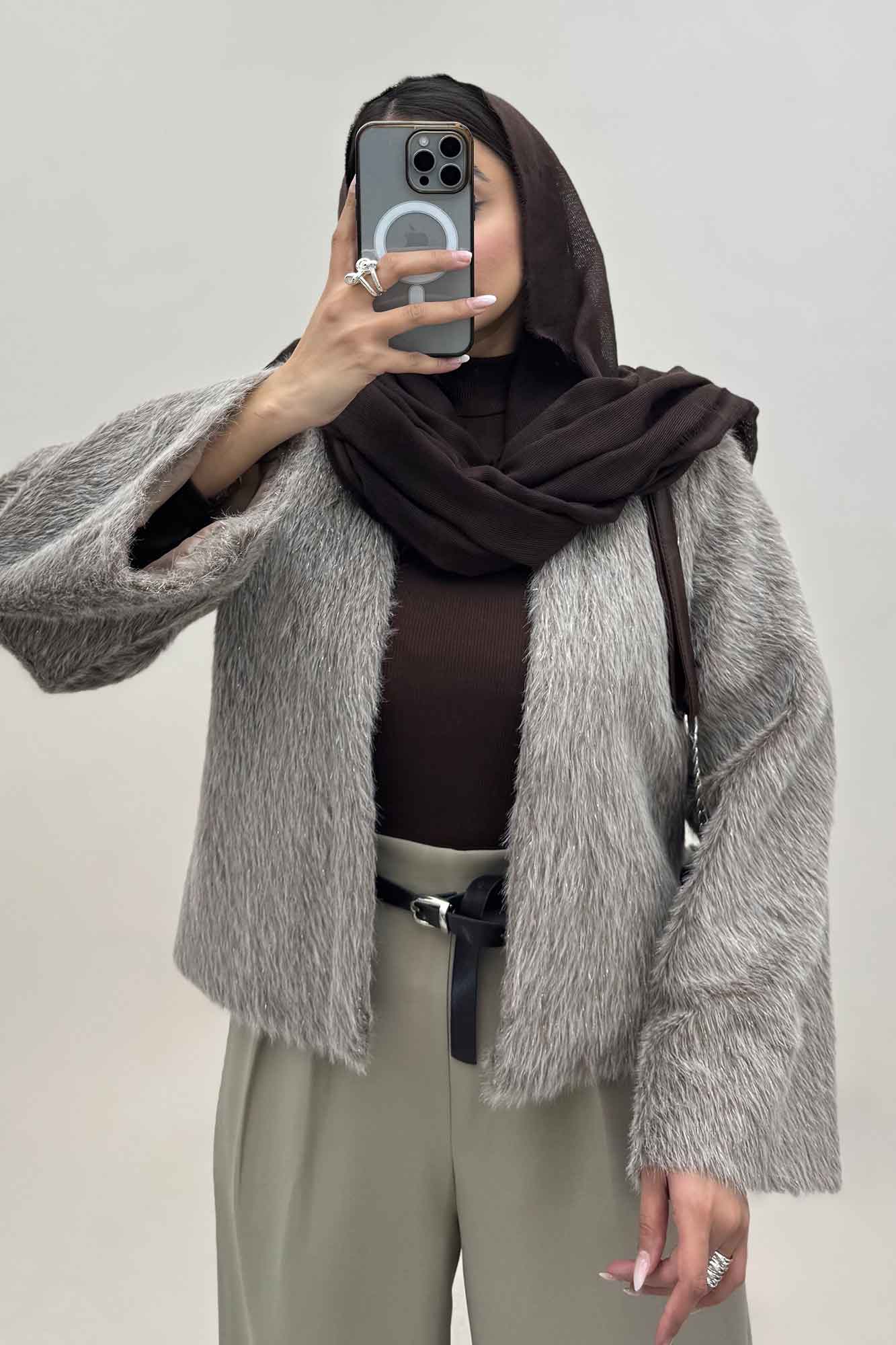 کت خز شاین دار آستردار