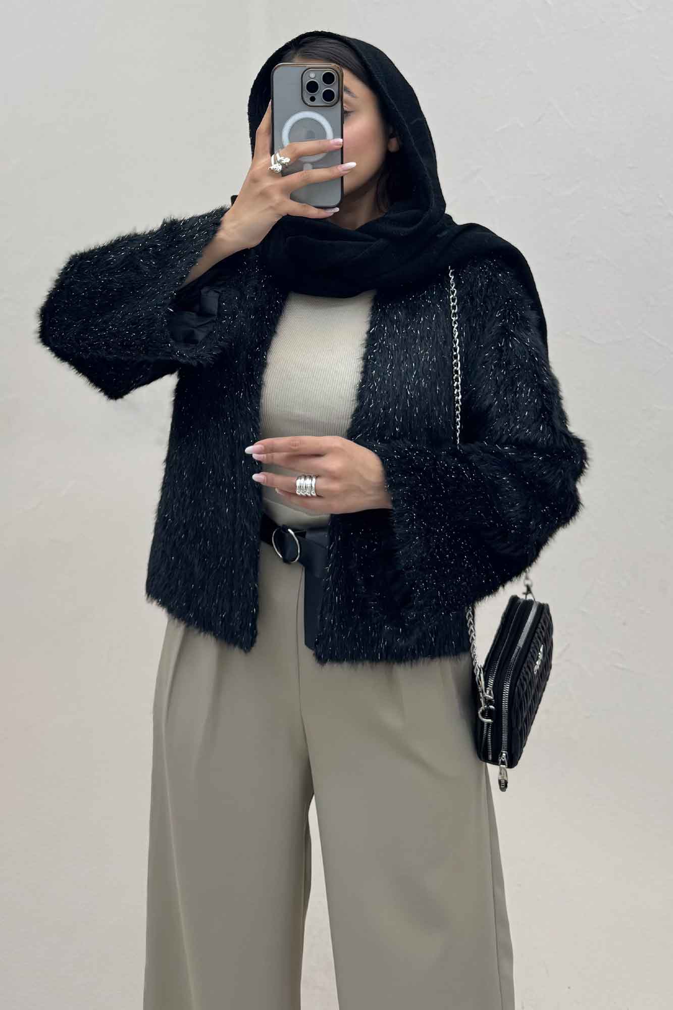 کت خز شاین دار آستردار