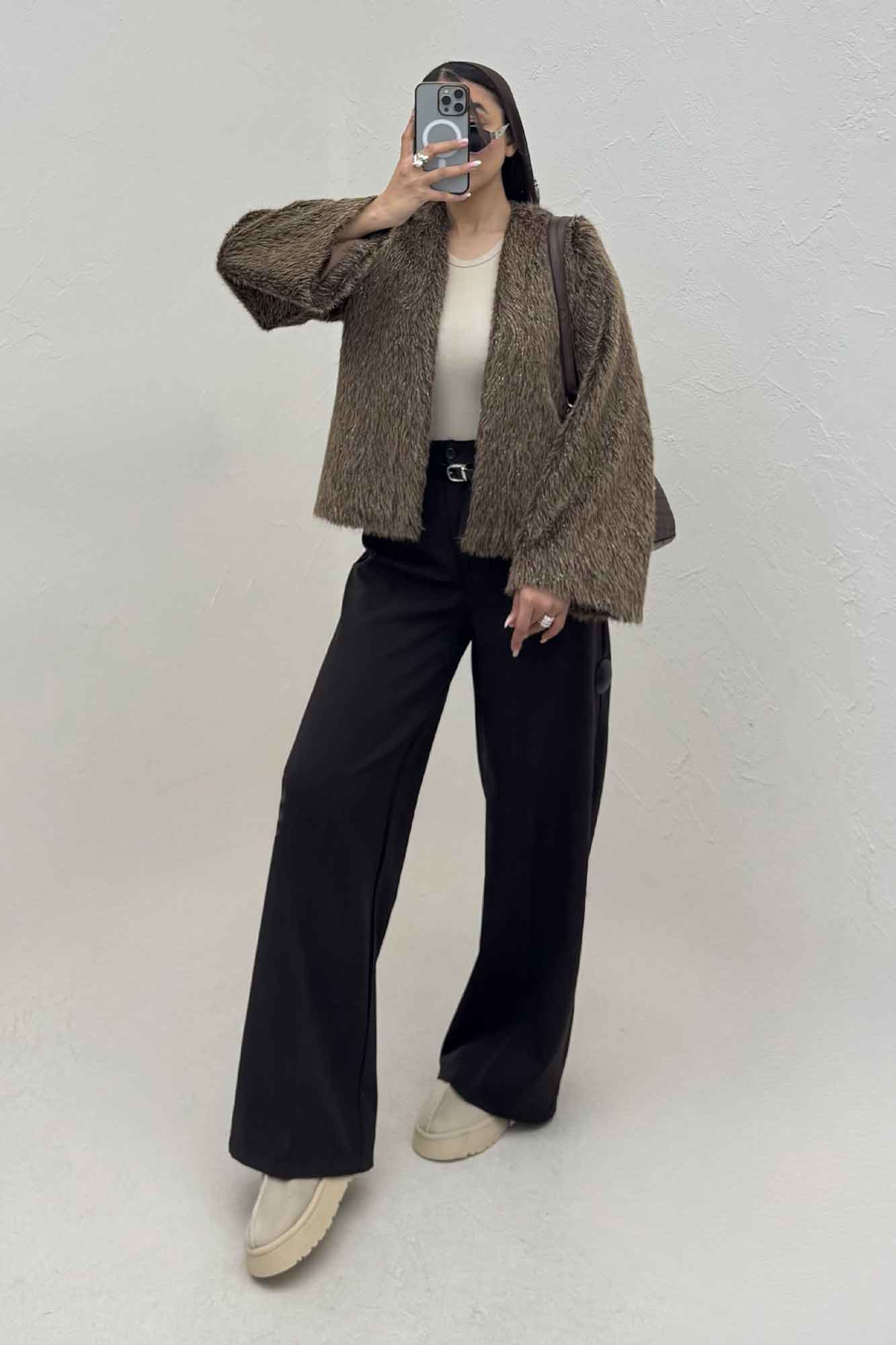 کت خز شاین دار آستردار