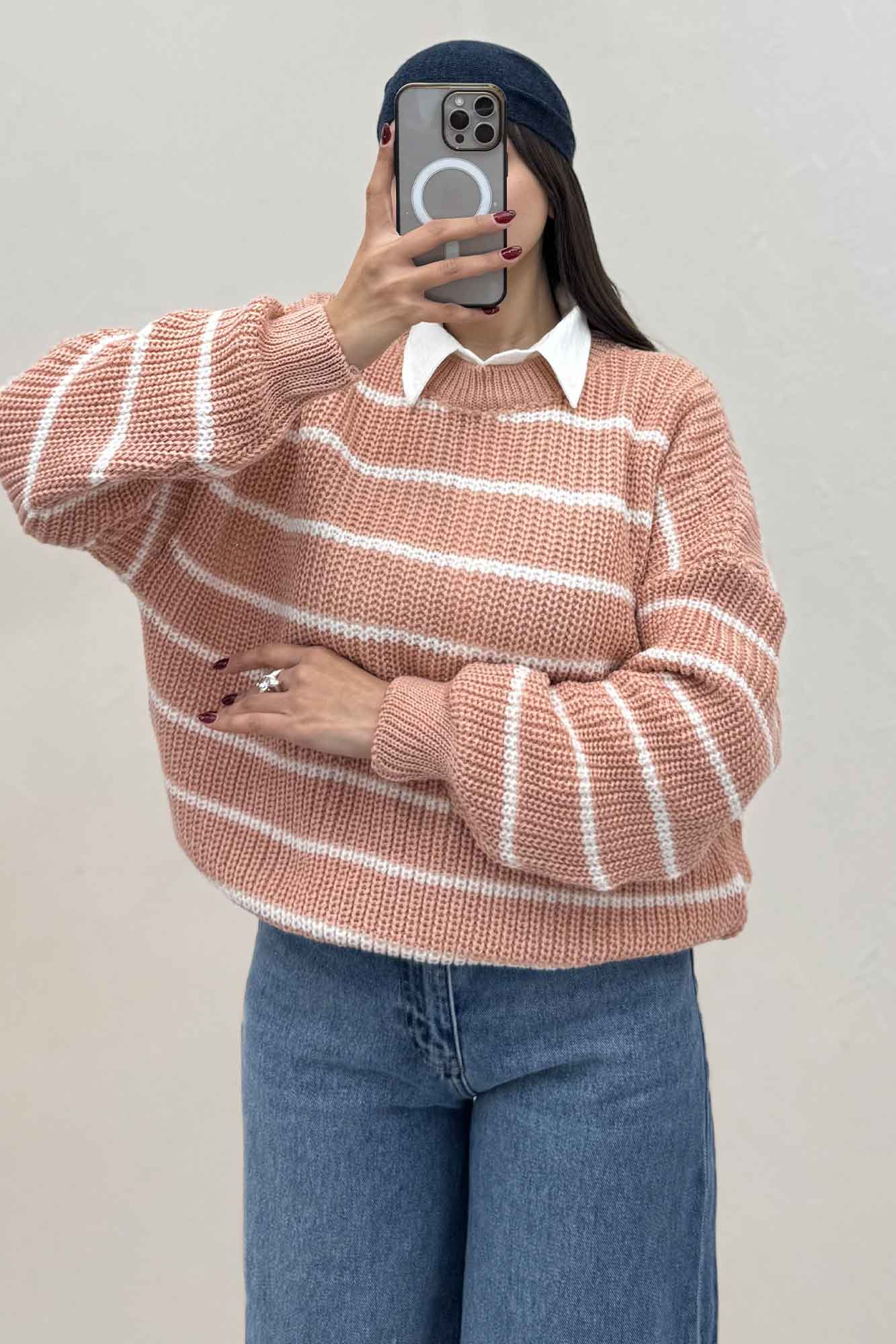 بلوز بافت راه راه کد 536