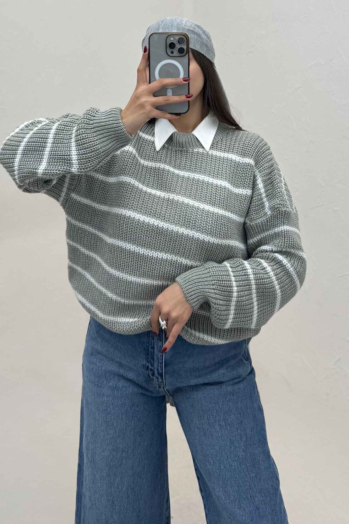 بلوز بافت راه راه کد 536