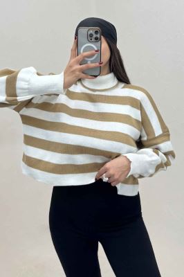 کراپ یقه اسکی آستین کشی