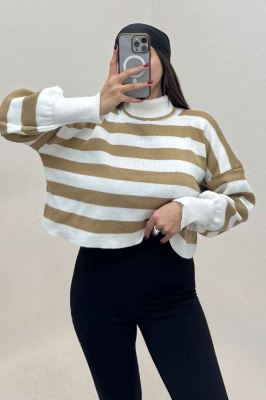 کراپ یقه اسکی آستین کشی