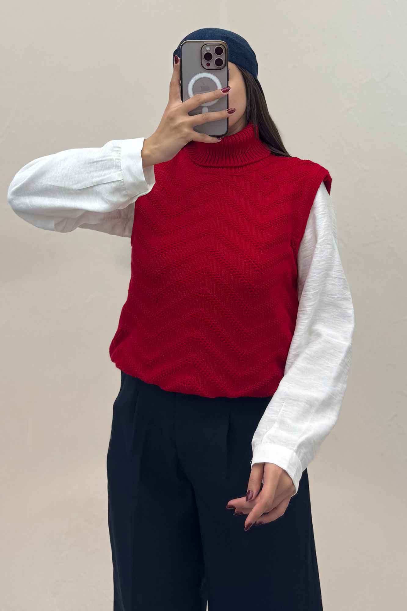 ژیله بافت یقه اسکی طرح زیگزاگ کد 1028