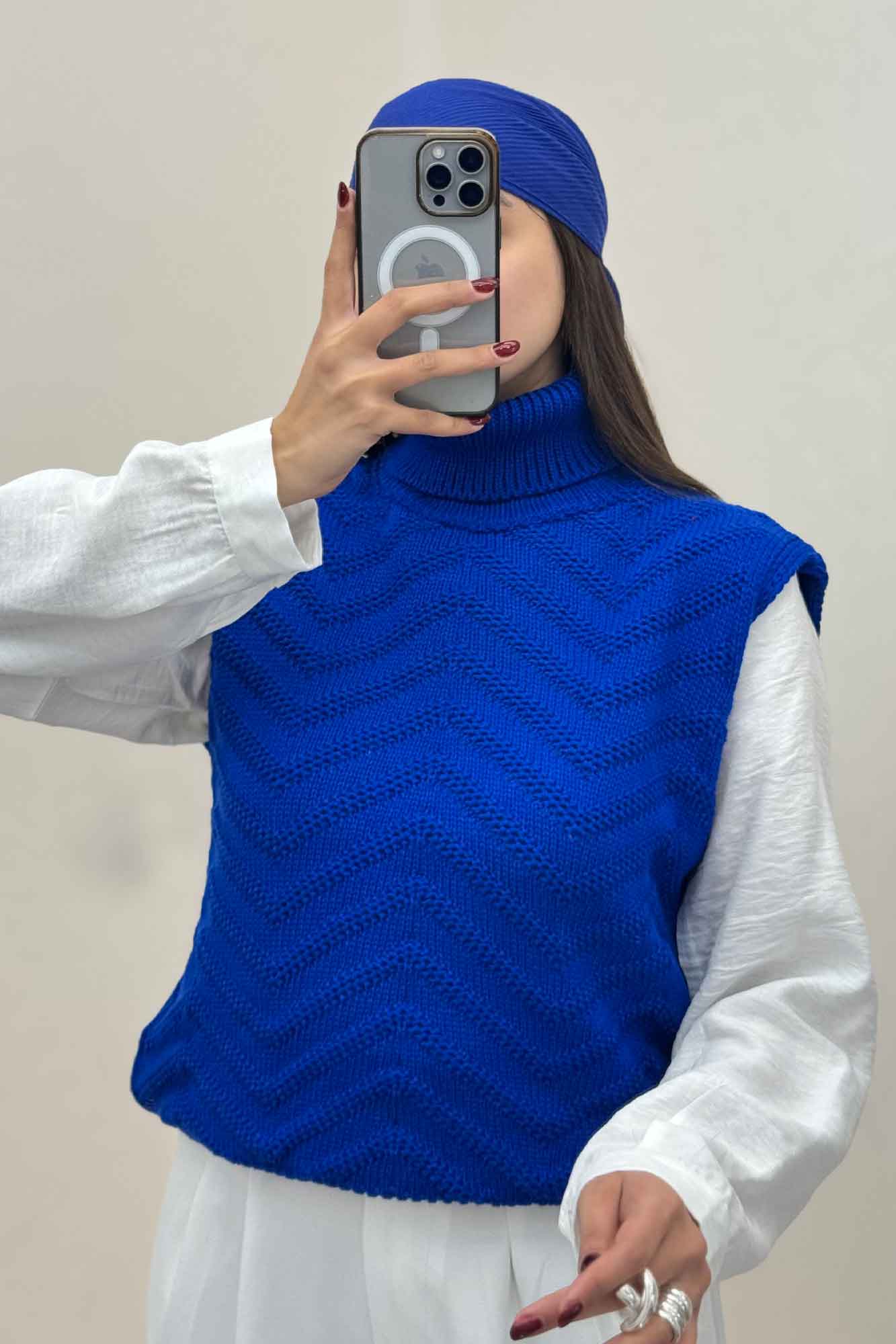 ژیله بافت یقه اسکی طرح زیگزاگ کد 1028