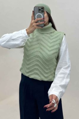 ژیله بافت یقه اسکی طرح زیگزاگ کد 1028