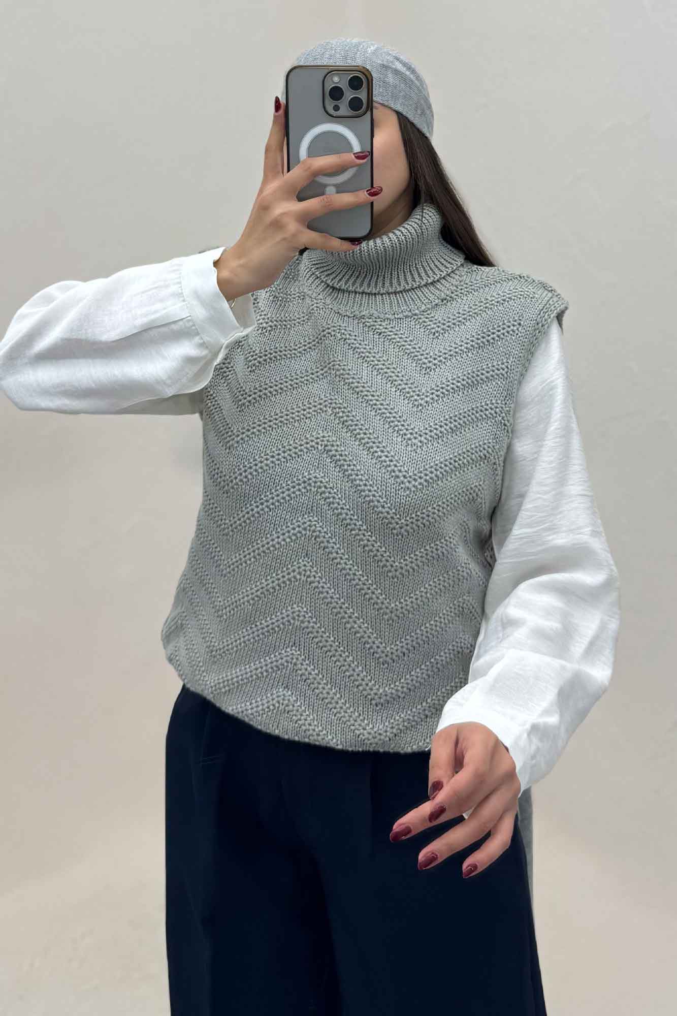 ژیله بافت یقه اسکی طرح زیگزاگ کد 1028