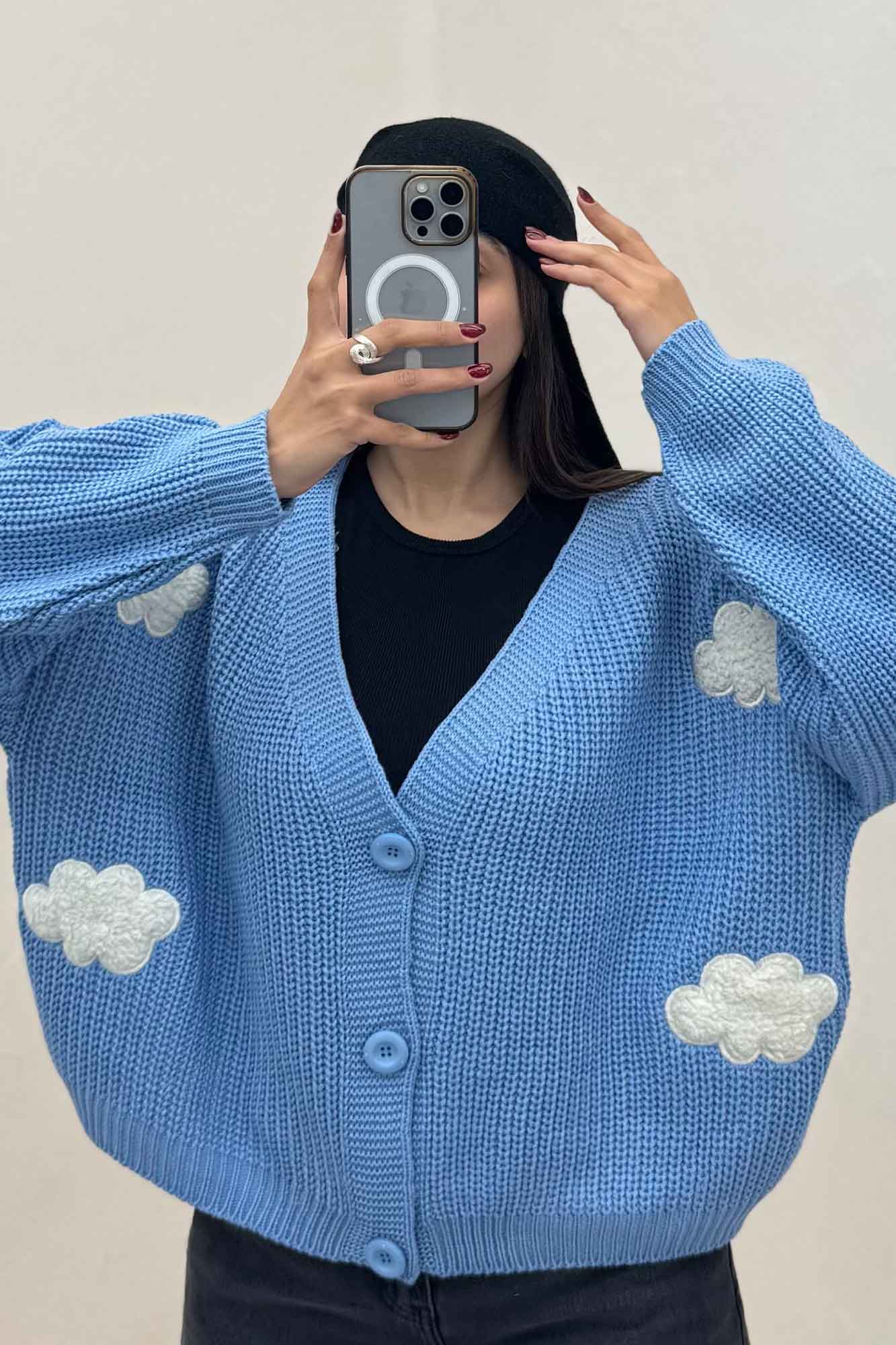 ژاکت دکمه دار بافت ابری