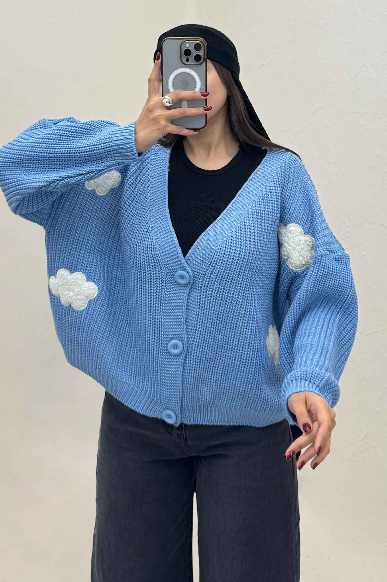 ژاکت دکمه دار بافت ابری