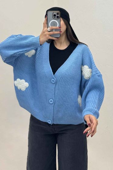 ژاکت دکمه دار بافت ابری