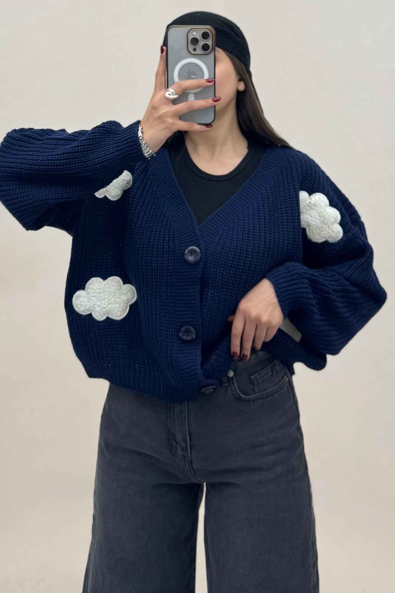 ژاکت دکمه دار بافت ابری