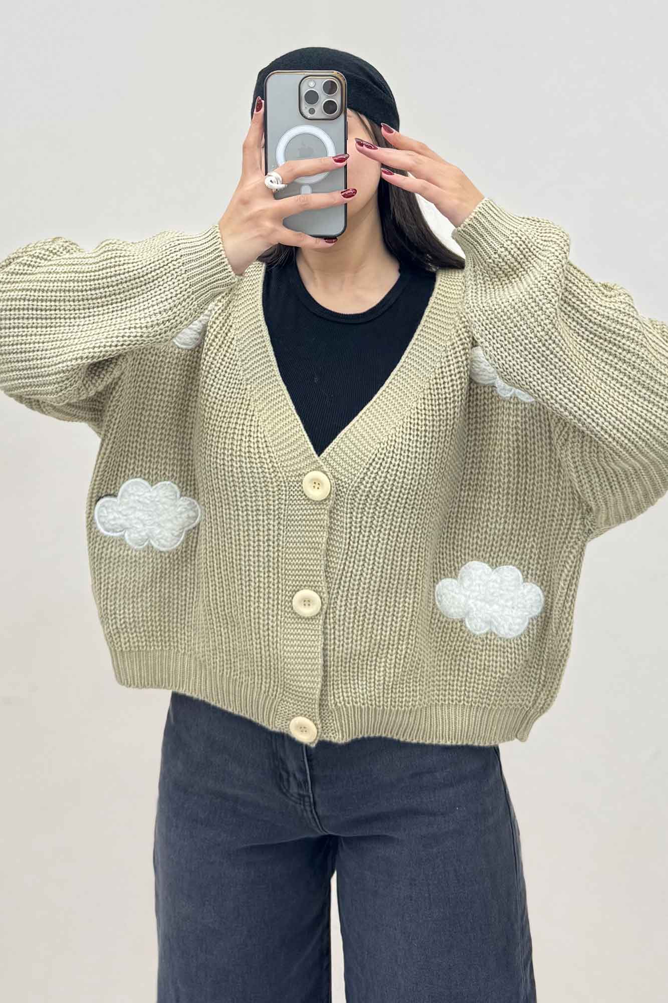 ژاکت دکمه دار بافت ابری